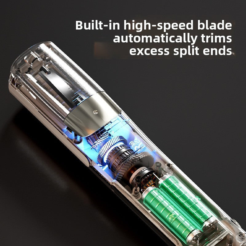 Built-in precision blade trims only the damaged tips