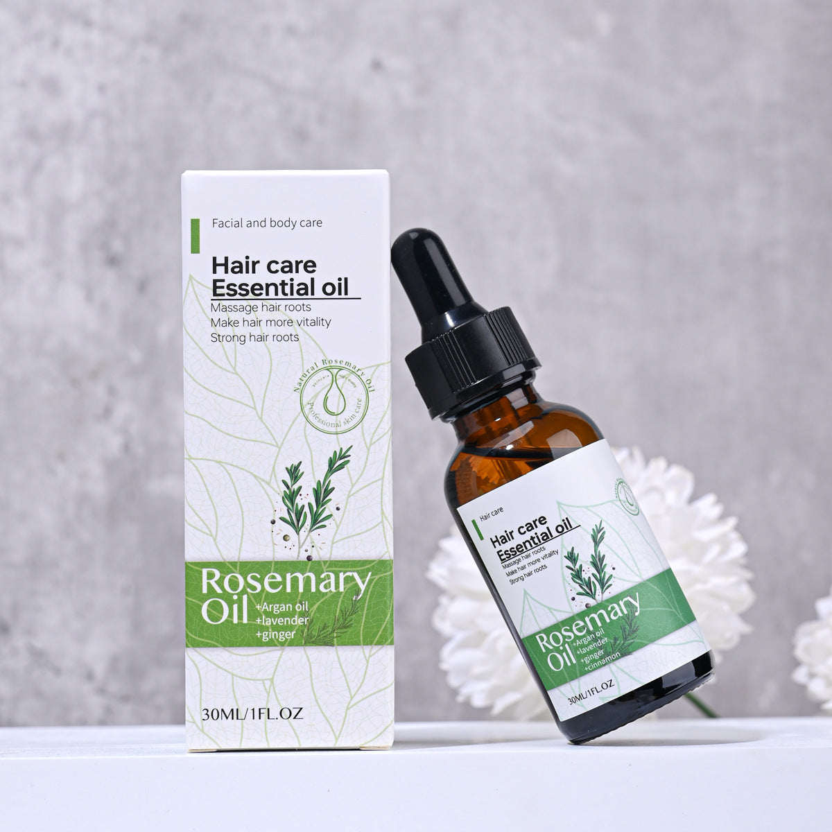 Rosemary serum — styled product shot